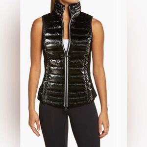 NWOT BLANC NOIR Black Shiny Quilted Puffer Vest L (fits 8-10)